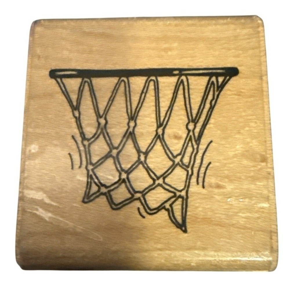 Stampendous Basketball Net Wood Mounted Rubber Stamp Vintage‎ 1989 1.5"x1.5"